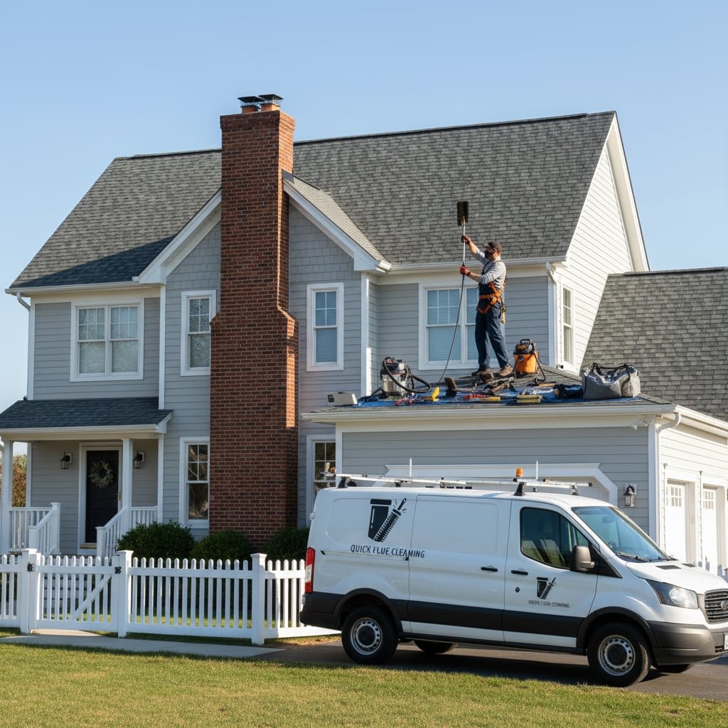 Quick Flue Cleaning team working on chimney